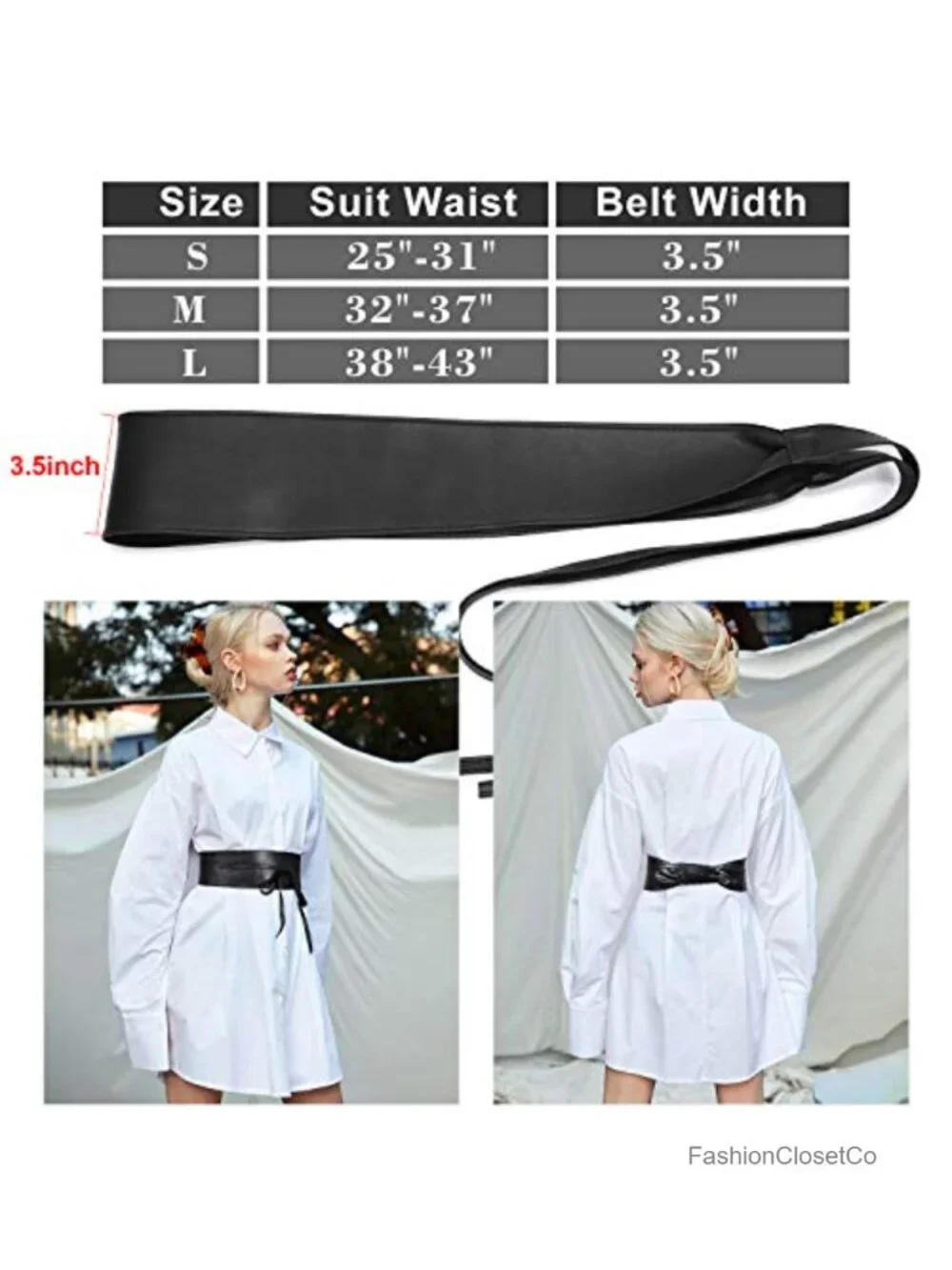 4 Pack PU Leather Obi Belt for Women Self Tie Wide Waistband Corset Belt